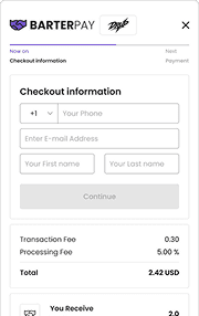 BarterPay Security Key checkout form showing secure payment processing